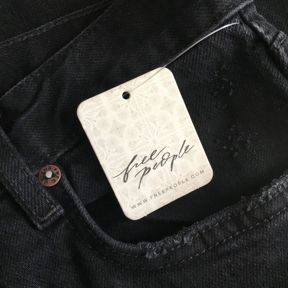 NWT!! Free People WE THE FREE Black Button Fly Denim Jeans Festival Casual 26 - Picture 10 of 13